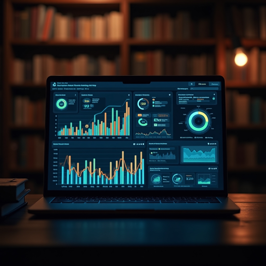 Ecran cu dashboard BI și grafice de date